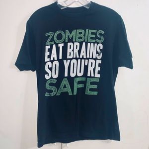 🧟‍♂️ Zombies Eat Brains So You're Safe Funny Tee Shirt Men's Medium 🧟‍♂️